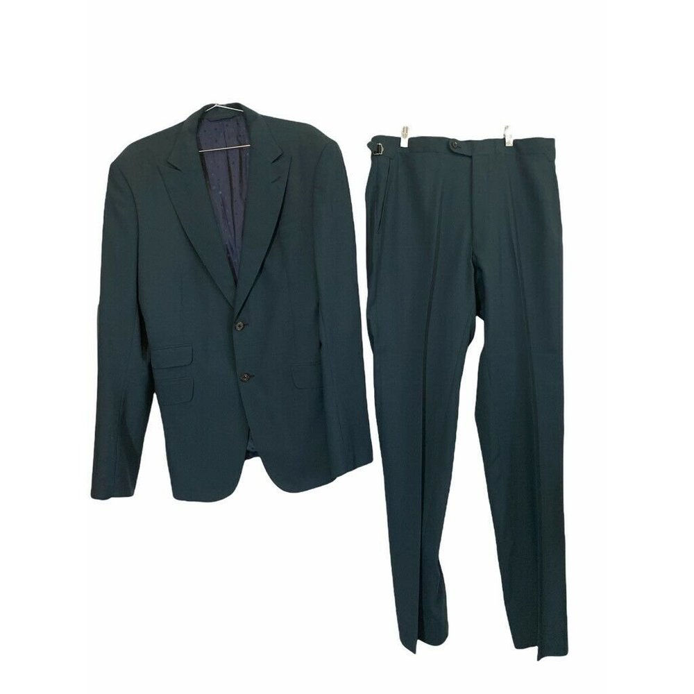 Beckenstein Bespoke Andre Iguodala Mens Two Button Suit Blue Pockets M 35 x 36